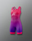 Pink and purple athletic singlet with a logo on a gray background