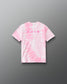Back view of the RUDIS I Love This Sport Youth Classic Cotton T-Shirt in pink tie dye with pink wrestling-inspired symbols across the upper back.
