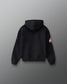 RUDIS Ohio State Buckeyes Youth Relaxed Comfort Fleece Hoodie in Black, back view showcasing a solid black body, attached hood, Ohio State sleeve graphic, relaxed silhouette, and ribbed cuffs and hem