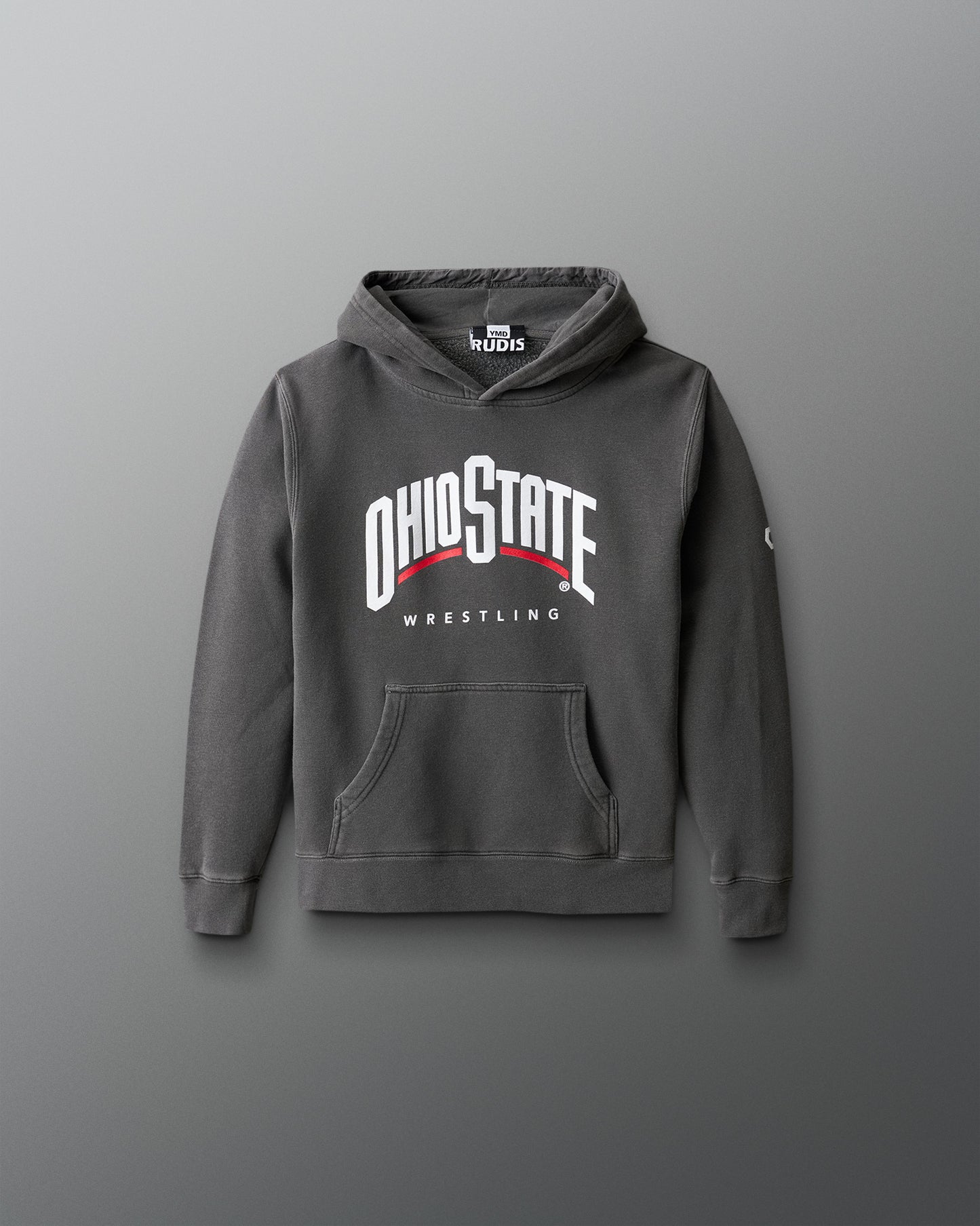 Gray hoodie with 'Ohio State Wrestling' text on a gray background