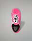 Pink wrestling shoe with black sole on a gray background