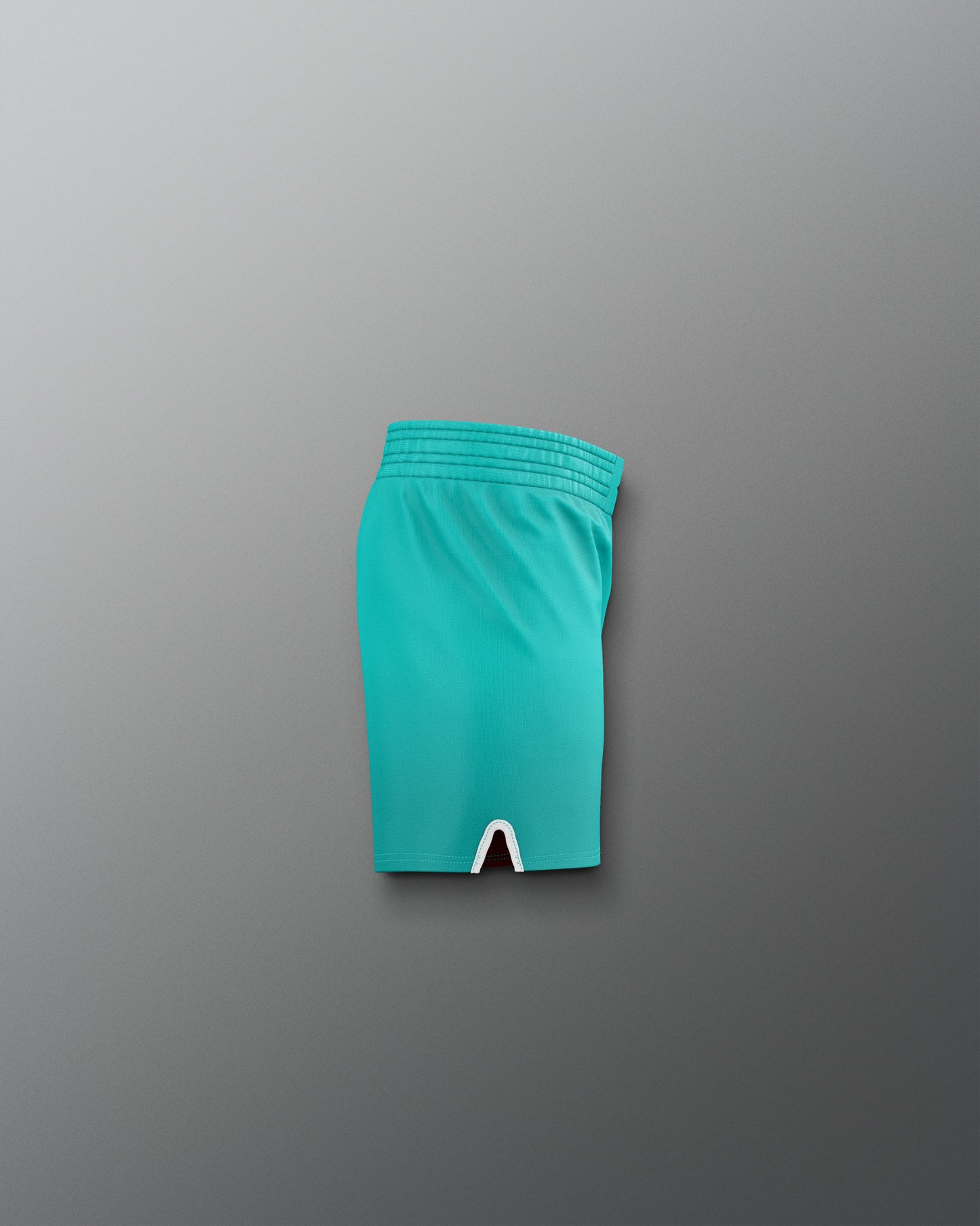 Teal shorts on a gray background