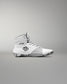 White wrestling shoe with brand logo on a gray background