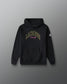 Black hoodie with 'Lacrosse' text on a gray background