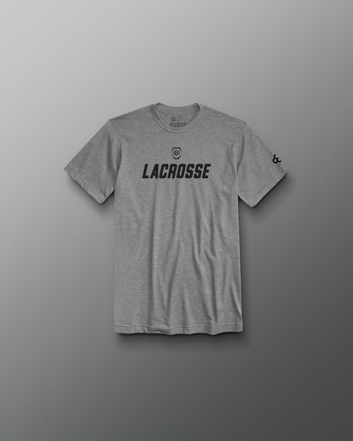 Gray t-shirt with 'LACROSSE' text on a gray background