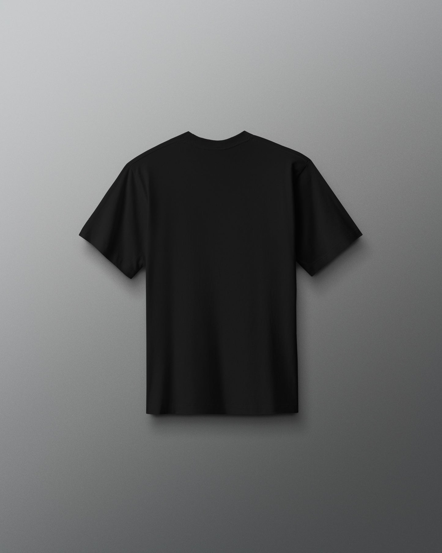Black t-shirt on a gray background