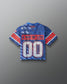Back view of RUDIS Lacrosse Stars and Stripes Boys Throwback Porthole Jersey in navy mesh with “A Way of Life” graphic and white 00 numbers.