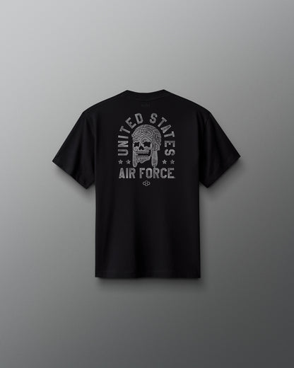 Black t-shirt with 'United States Air Force' design on a gray background