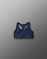 Blue sports bra with 'A Way of Life' text on a gray background
