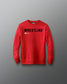 Red sweatshirt with 'WRESTLING' printed on it against a gray background