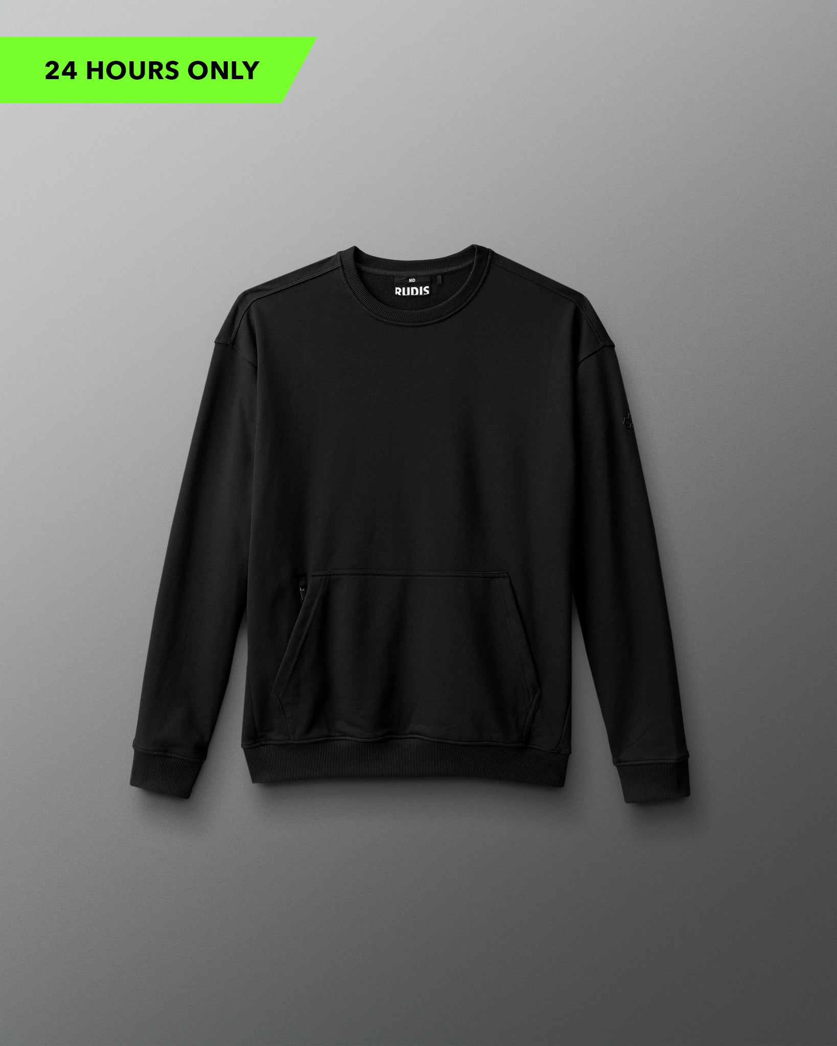 Black sweatshirt on a gray background