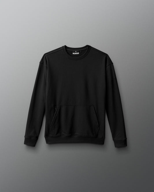 Black sweatshirt on a gray background