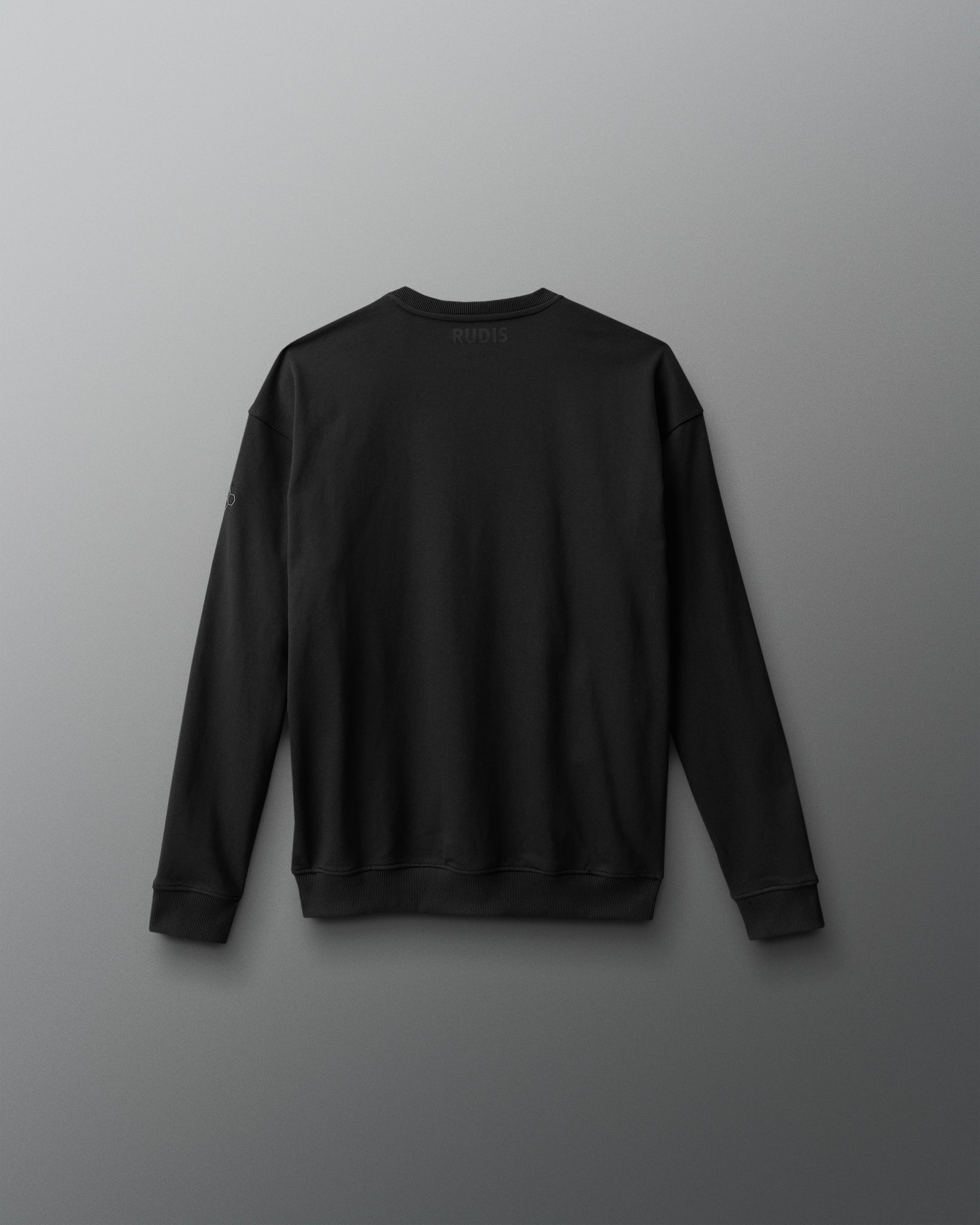 Black sweatshirt on a gray background