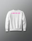 White sweatshirt with pink text 'A WAY OF LIFE' on a gray background
