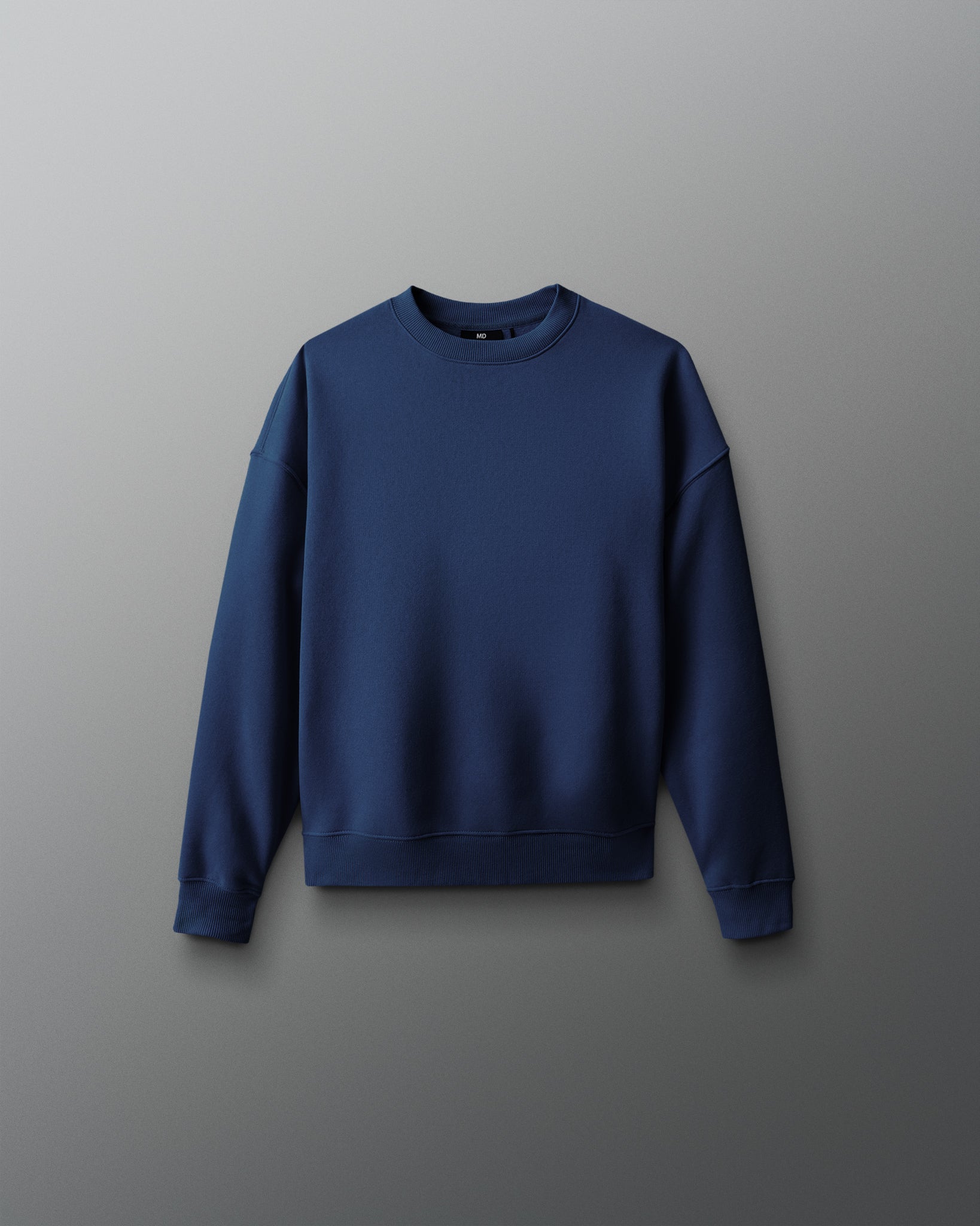 Navy sweatshirt on a gray background