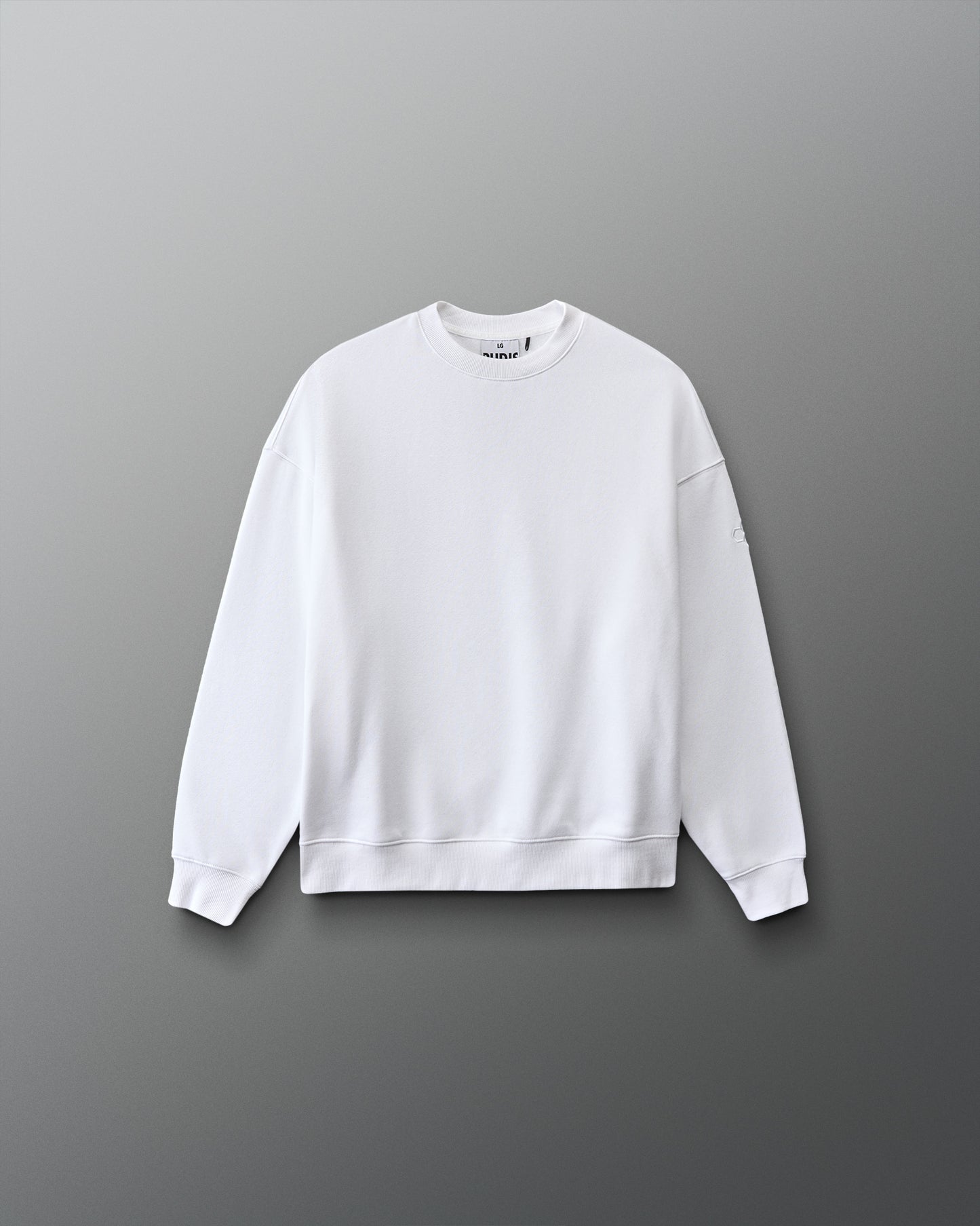 White sweatshirt on a gray background