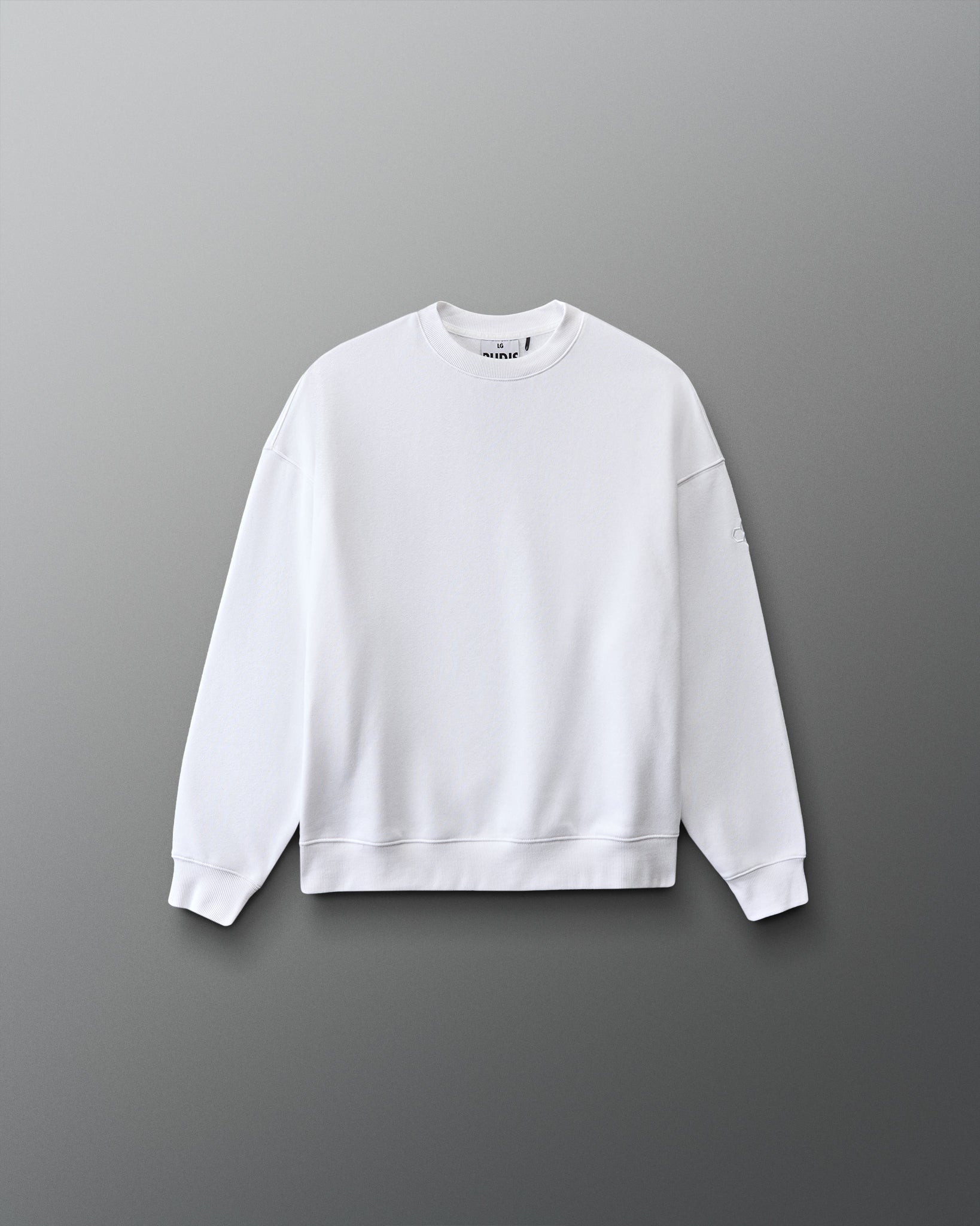 White sweatshirt on a gray background