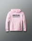 Pink hoodie with 'Wrestling' text on the back against a gray background
