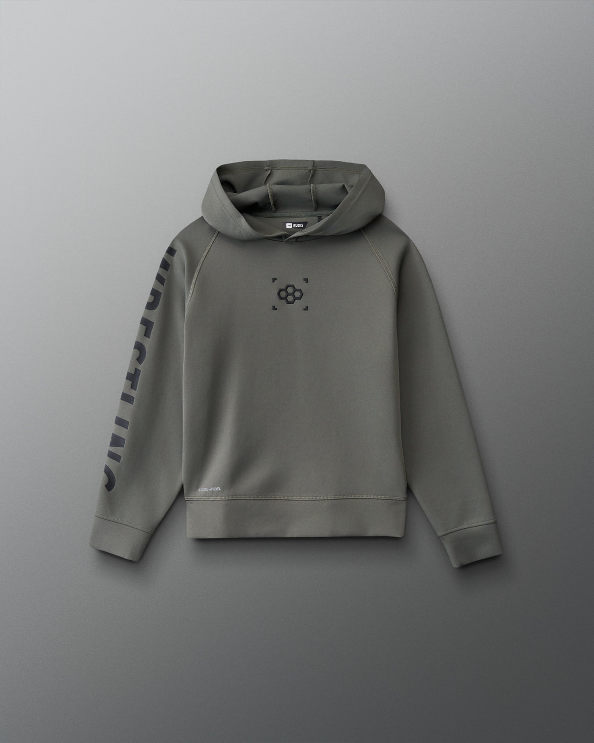 RUDIS Wrestling Youth COOL-FEEL Hoodie in dark olive with RUDIS chest logo and WRESTLING graphic down the sleeve.