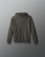 Green hoodie with a brand logo on a gray background