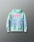Tie-dye hoodie with 'RUDIS' text on a gray background