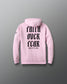 Pink hoodie with 'Faith Over Fear Wrestling' text on the back against a gray background