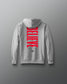 Gray hoodie with red 'BELIEVE' text on the back against a gray background