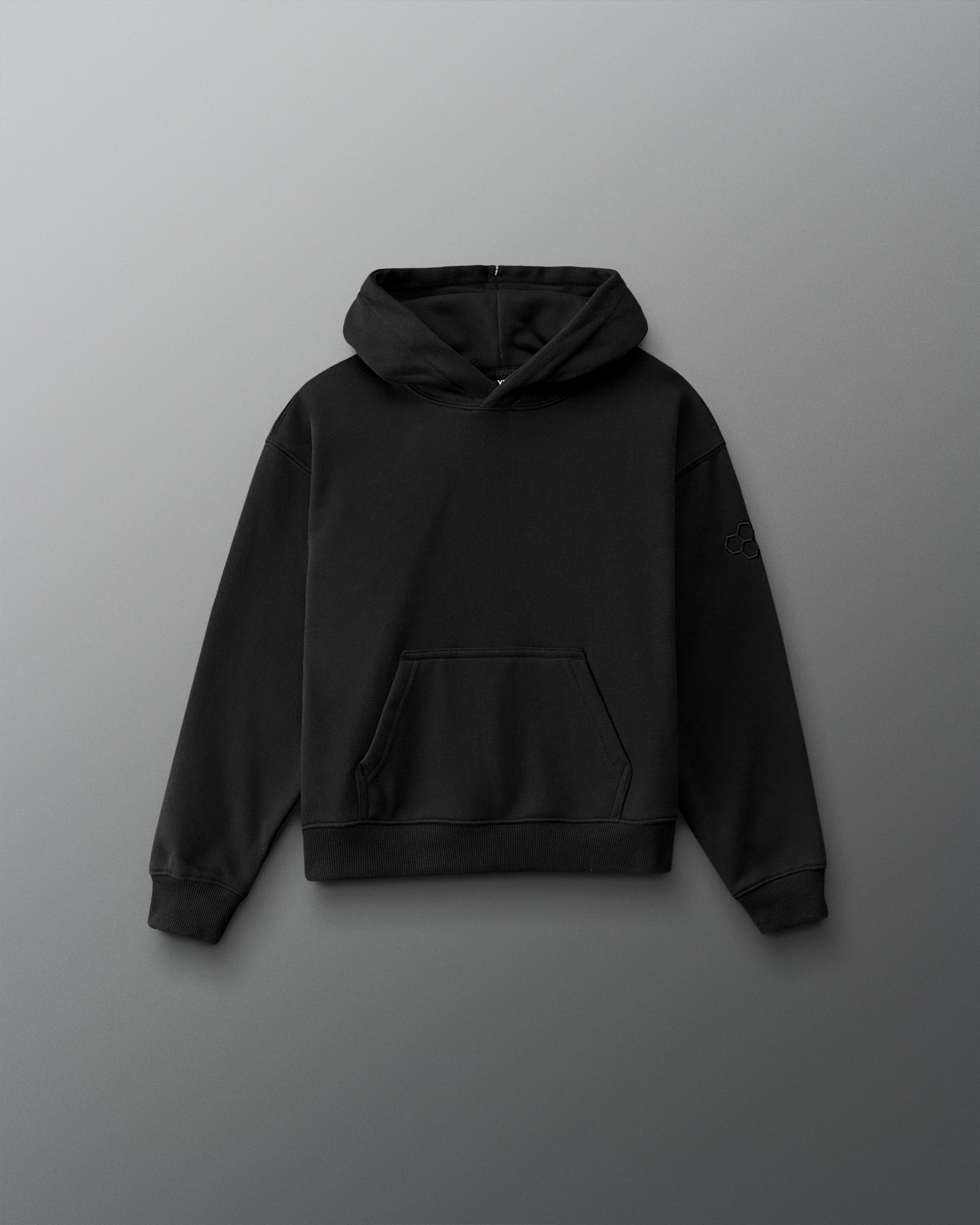 Black hoodie on a gray background