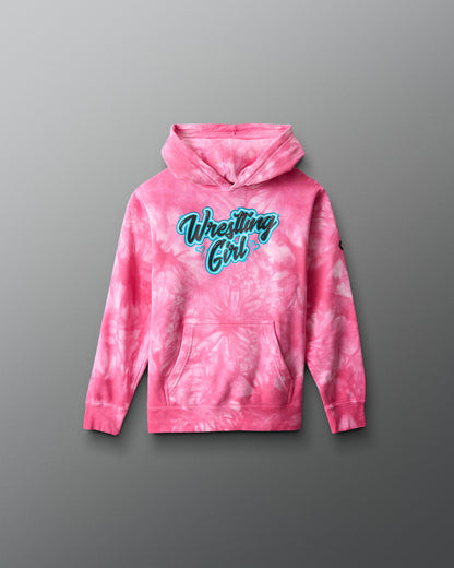 Sweat à capuche tie-dye pour enfant avec motif lutteuse