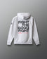 Gray hoodie with 'Fight The Good Fight' text on the back against a gray background