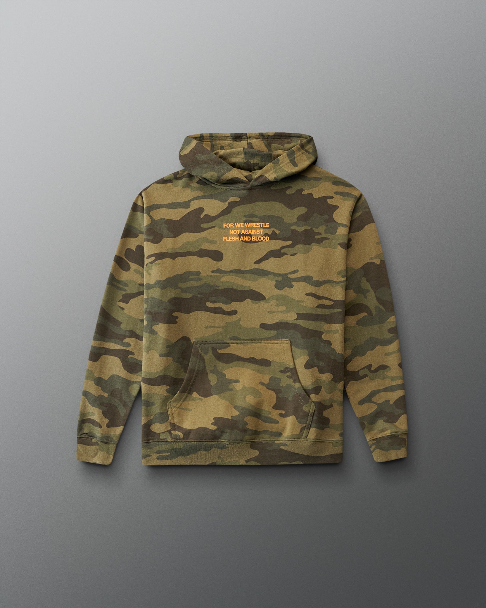 Camouflage hoodie on a gray background