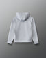 Back view of the RUDIS Contrast Youth COOL-FEEL Hoodie in heather gray, featuring a paneled hood, raglan seams, and subtle RUDIS branding.