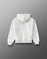 RUDIS Essential Hex Youth Relaxed Comfort Fleece Hoodie in Heather Silver, back view highlighting the heathered fabric, hood, and ribbed hem. Copy Alt Text