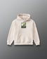 RUDIS Divine Struggle Youth Relaxed Comfort Fleece Hoodie in Bone, front view featuring colorful wrestling artwork, kangaroo pocket, and ribbed cuffs. Copy Alt Text