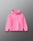 RUDIS Art of Wrestling Youth Relaxed Comfort Fleece Hoodie in Bubble Gum Pink, front view with white RUDIS chest logo, kangaroo pocket, and ribbed cuffs. Copy Alt Text