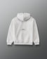 Back view of the RUDIS ALL IN Youth Fleece Hoodie in Heather Silver with tonal A WAY OF LIFE lettering, black RUDIS branding, and ribbed cuffs.