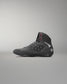 Gray wrestling shoe with 'RUDIS' brand logo on a gray background