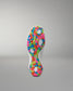 Colorful wrestling shoe sole with a pattern on a gray background