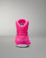 Pink athletic shoe with 'RUDIS' branding on a gray background