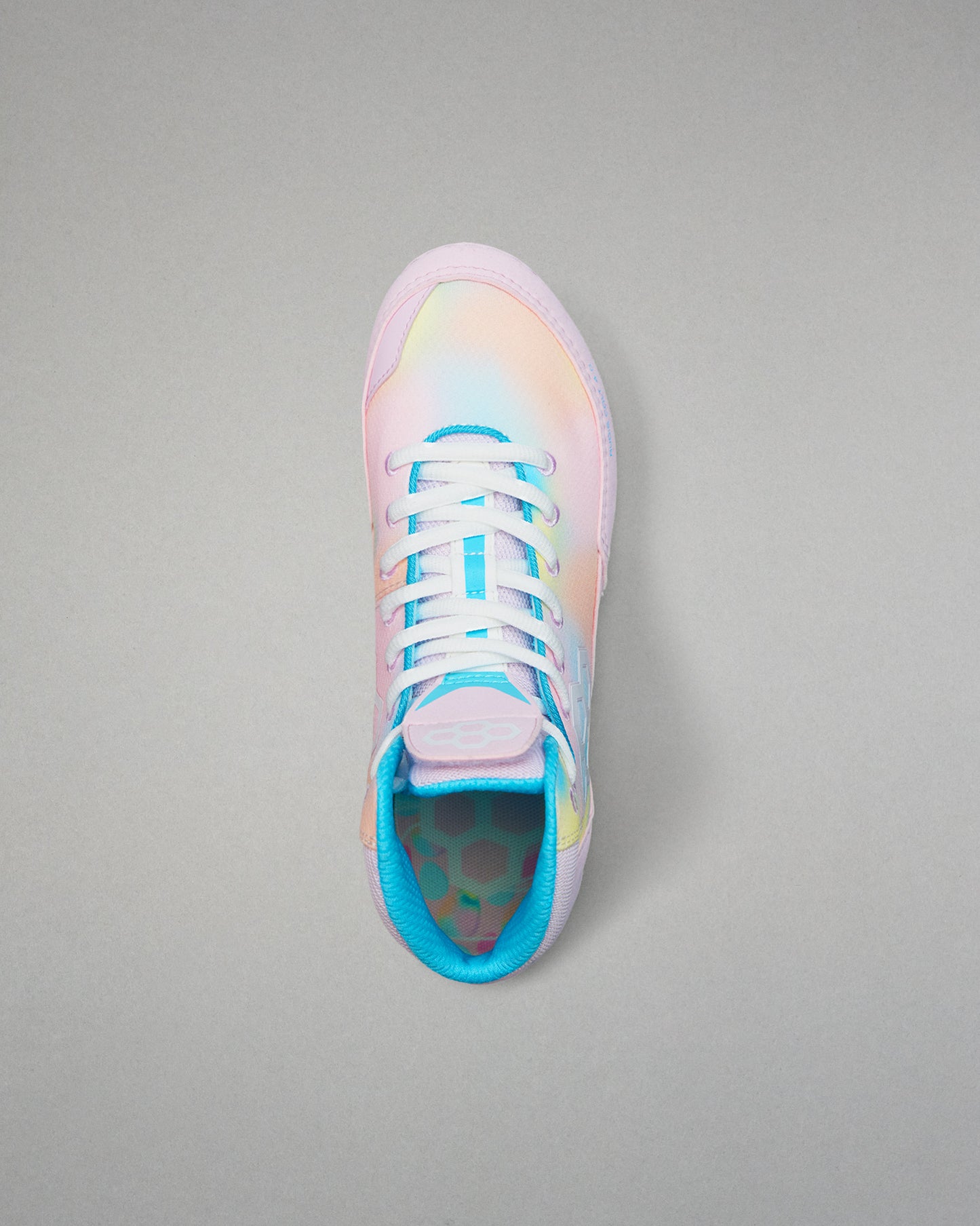 Pastel tie-dye Wrestling shoe on a gray background