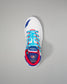 White USA Wrestling Shoes with blue and red accents on a gray background