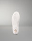 The white outsole of a wrestling shoe, featuring a textured tread pattern and a small geometric logo near the heel, shown against a neutral gray background.
