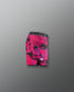 Pink and black patterned underwear on a gray background