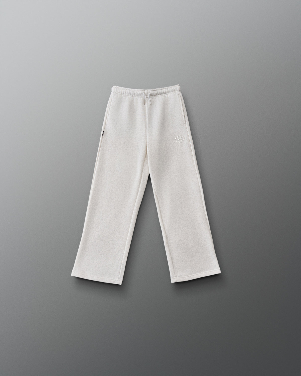 RUDIS Youth Comfort Fleece Wide Leg Sweatpant in Heather Silver, front view featuring a relaxed wide-leg fit, adjustable drawstring waistband, side pockets, and tonal RUDIS logo. Copy Alt Text