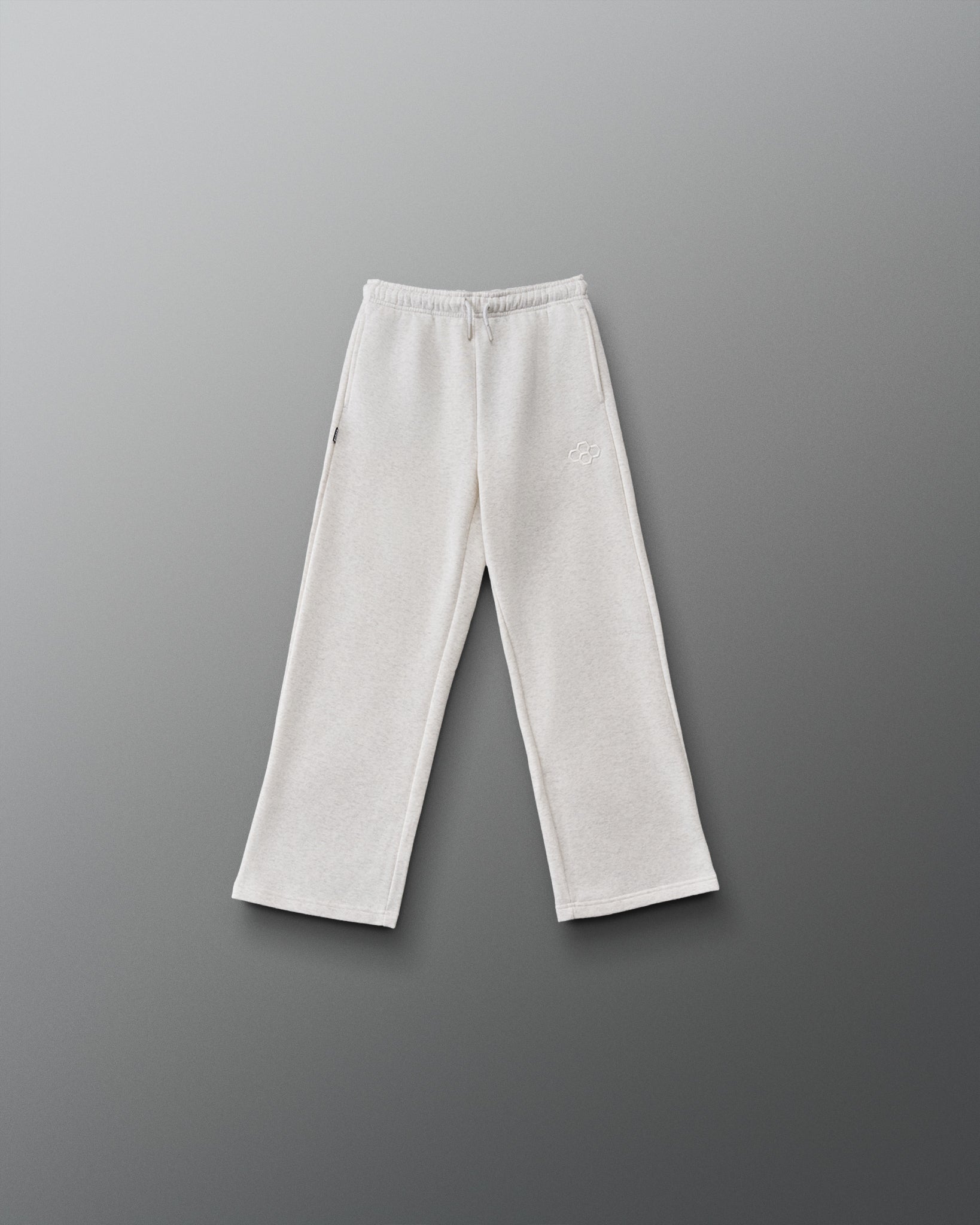 RUDIS Youth Comfort Fleece Wide Leg Sweatpant in Heather Silver, front view featuring a relaxed wide-leg fit, adjustable drawstring waistband, side pockets, and tonal RUDIS logo. Copy Alt Text