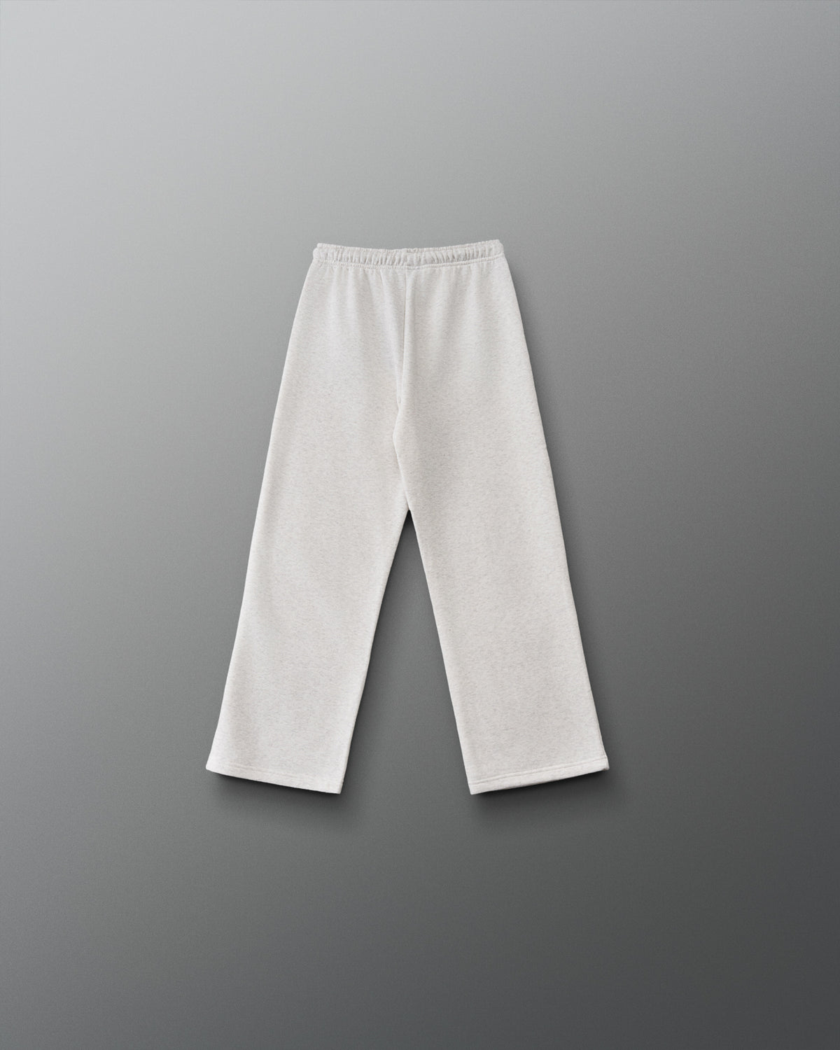 RUDIS Youth Comfort Fleece Wide Leg Sweatpant in Heather Silver, back view showing the relaxed wide-leg silhouette, elastic waistband, and straight hems. Copy Alt Text