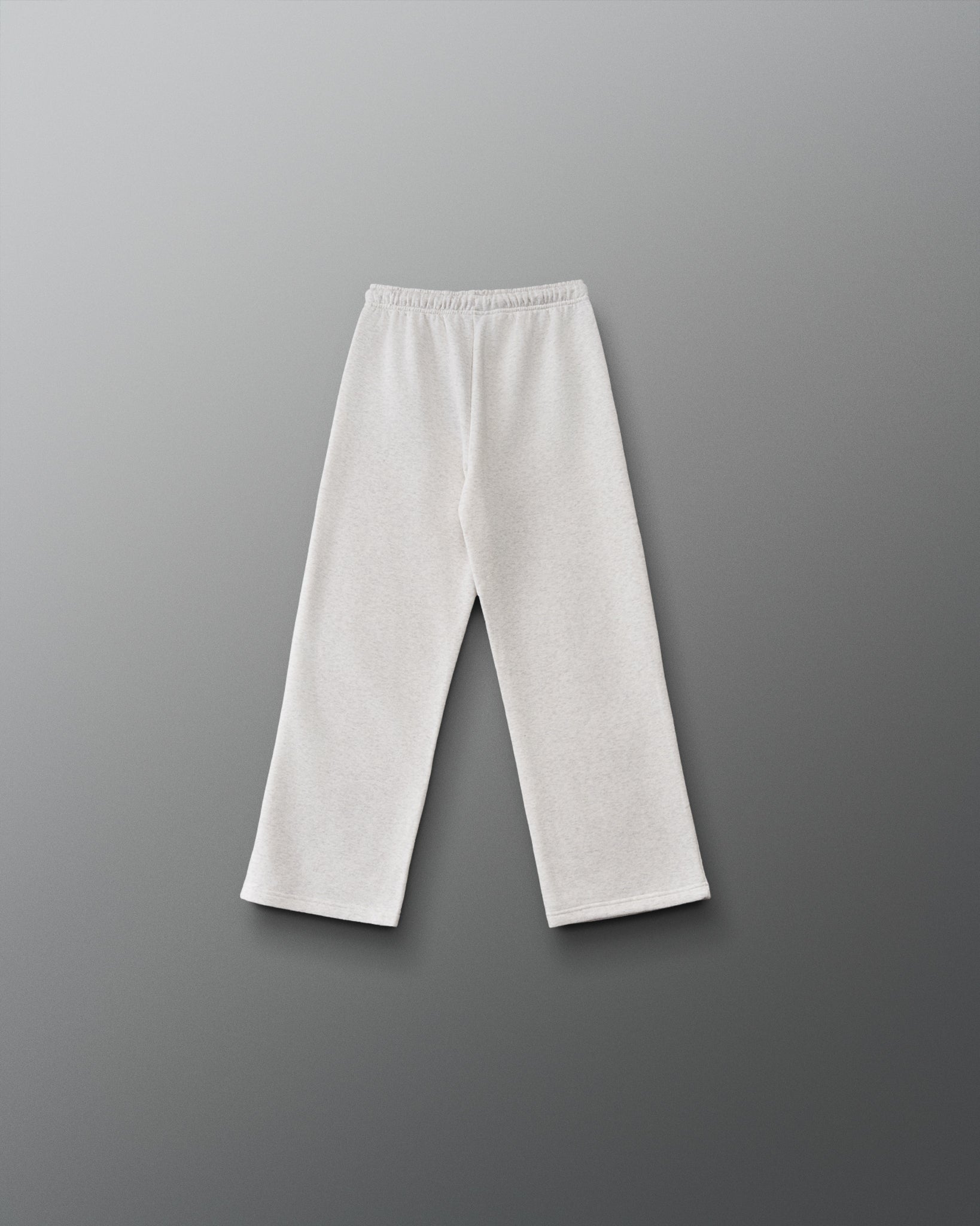 RUDIS Youth Comfort Fleece Wide Leg Sweatpant in Heather Silver, back view showing the relaxed wide-leg silhouette, elastic waistband, and straight hems. Copy Alt Text