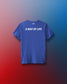 Blue t-shirt with 'A Way of Life' text on a gradient background