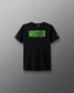 Black t-shirt with green 'Wrestler' text on a gray background