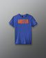 Blue t-shirt with 'Wrestler' text on a gray background